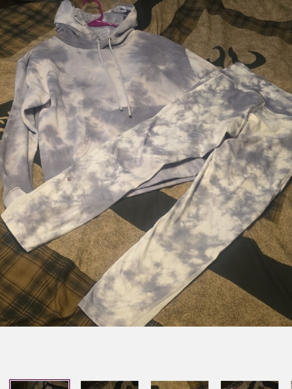 Tie-Dye Hoodie and Legging Set - White & Gray New Never Worn Medium